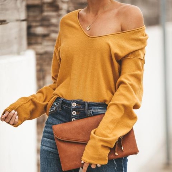Vici Sweaters - NWT Vici Mustard Yellow Relaxed Fit Slouch Sweater